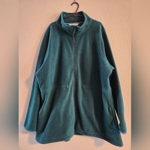 Woolrich Women’s green long zip up fleece sweater jacket size 2XL